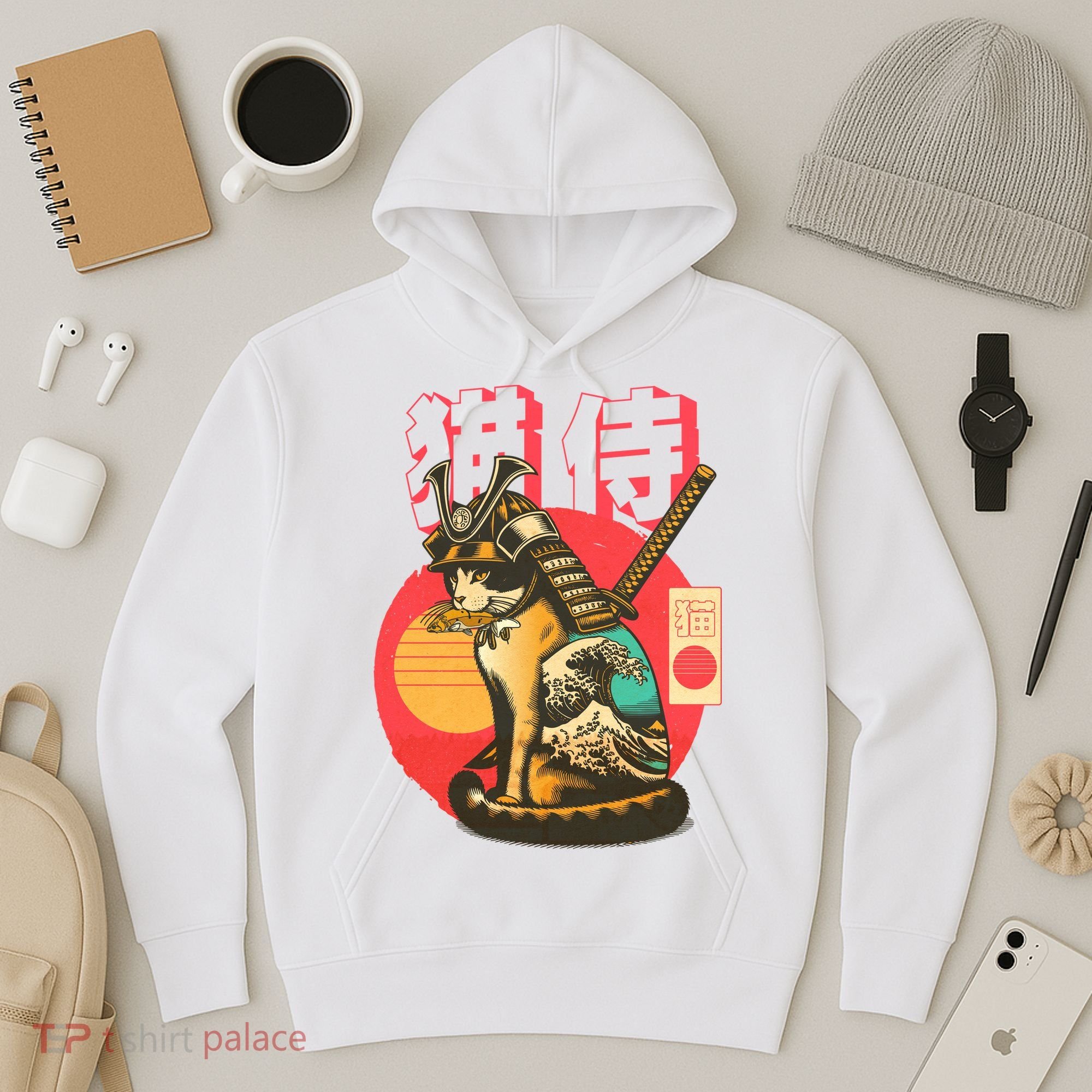 Samurai Cat Graphic Hoodie