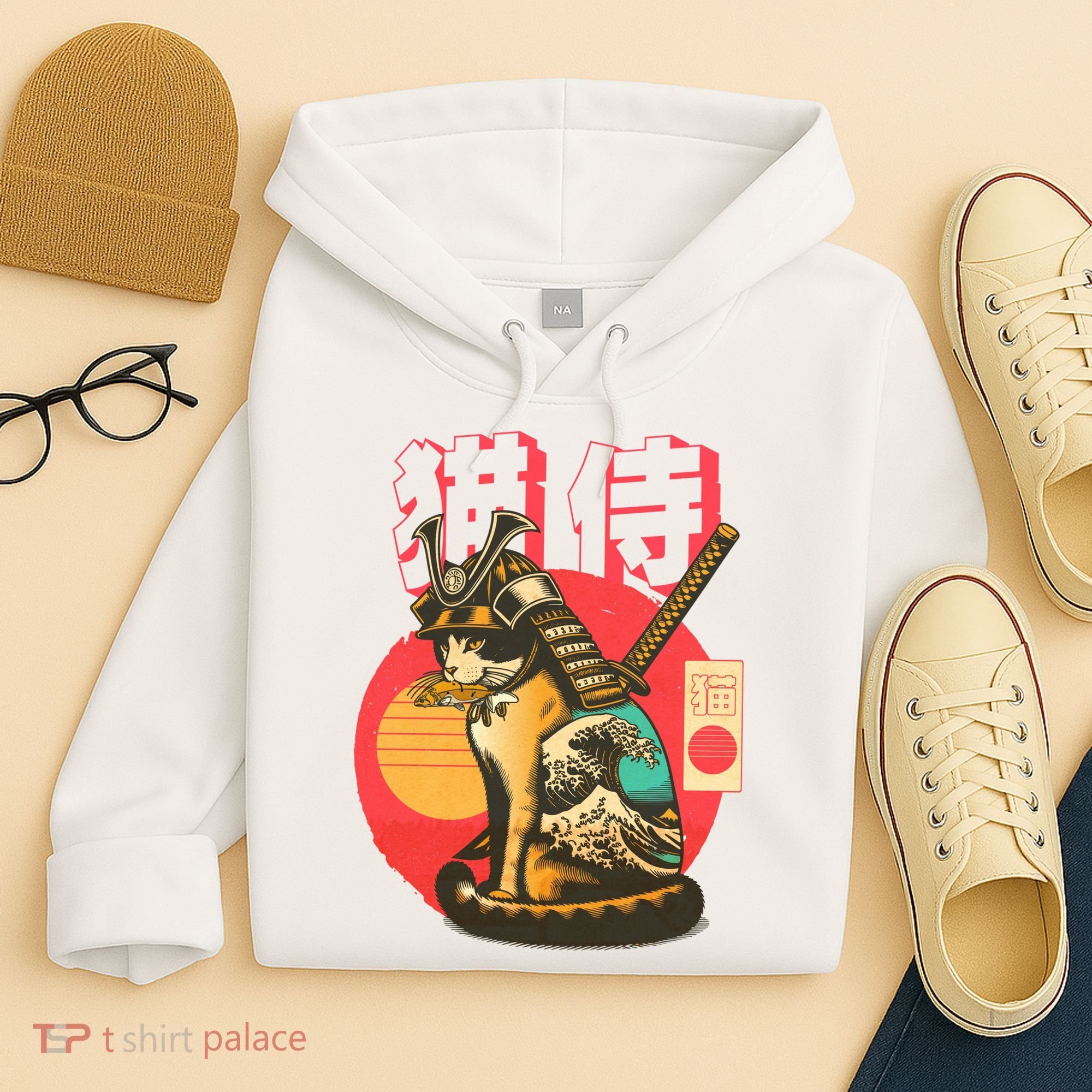 Samurai Cat Graphic Hoodie