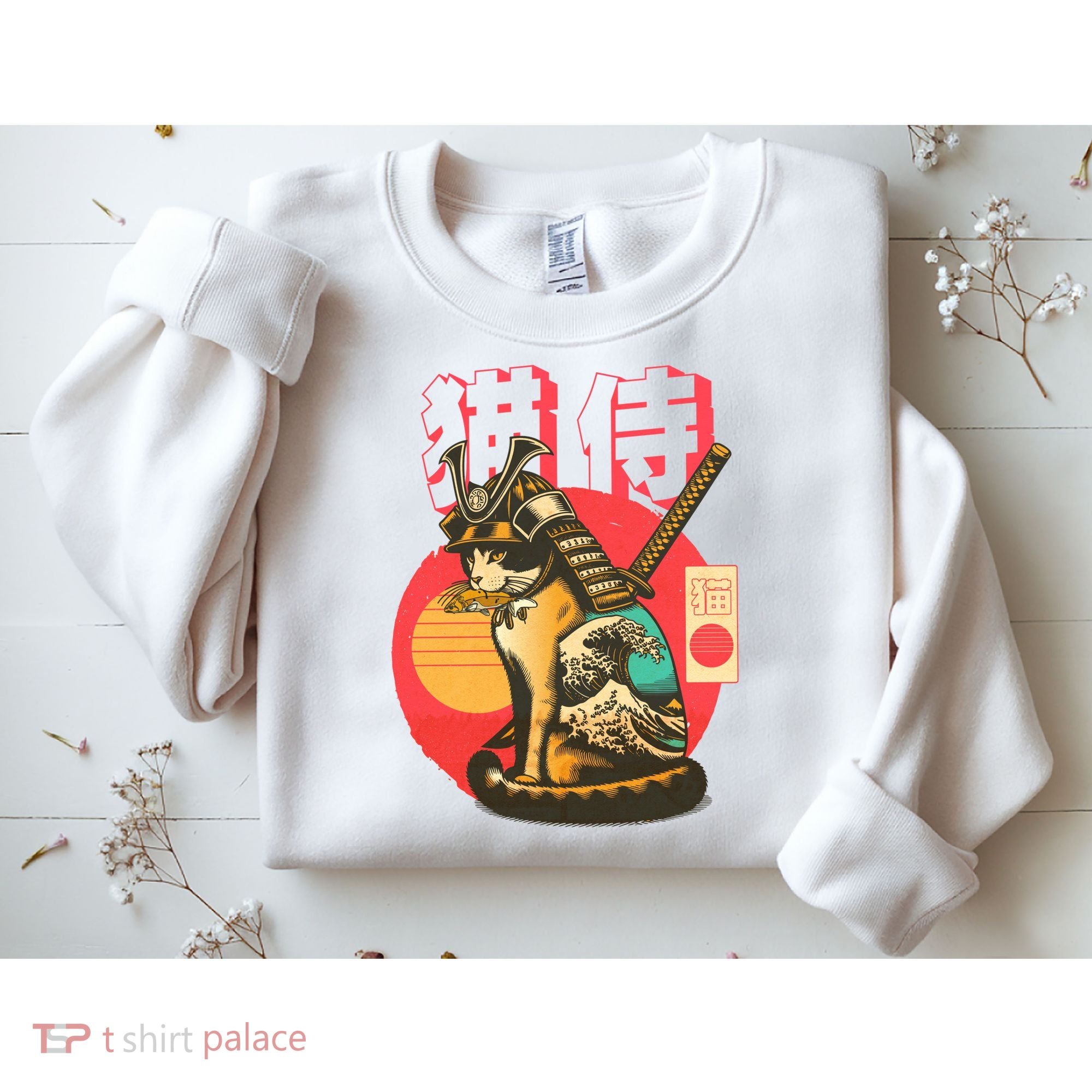 Samurai Cat Graphic Sweatshirt