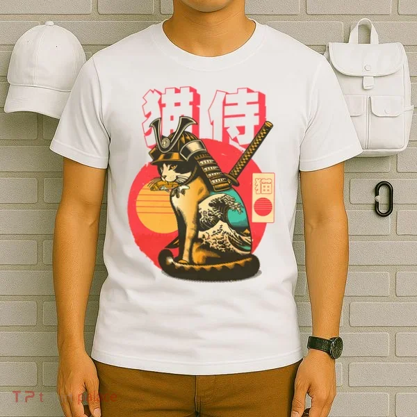 Samurai Cat Graphic T-Shirt