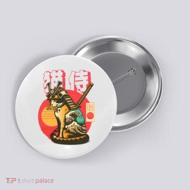 Samurai Cat Graphic Button