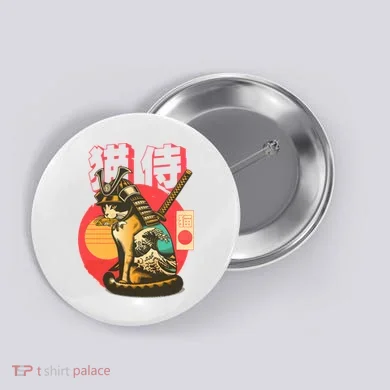 Samurai Cat Graphic Button