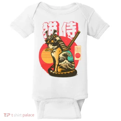 Samurai Cat Graphic Baby Bodysuit