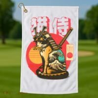 Samurai Cat Graphic Golf Towel thumb 1
