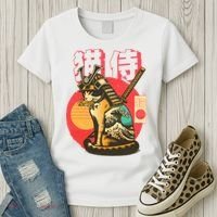 Samurai Cat Graphic Women's T-Shirt thumb 3