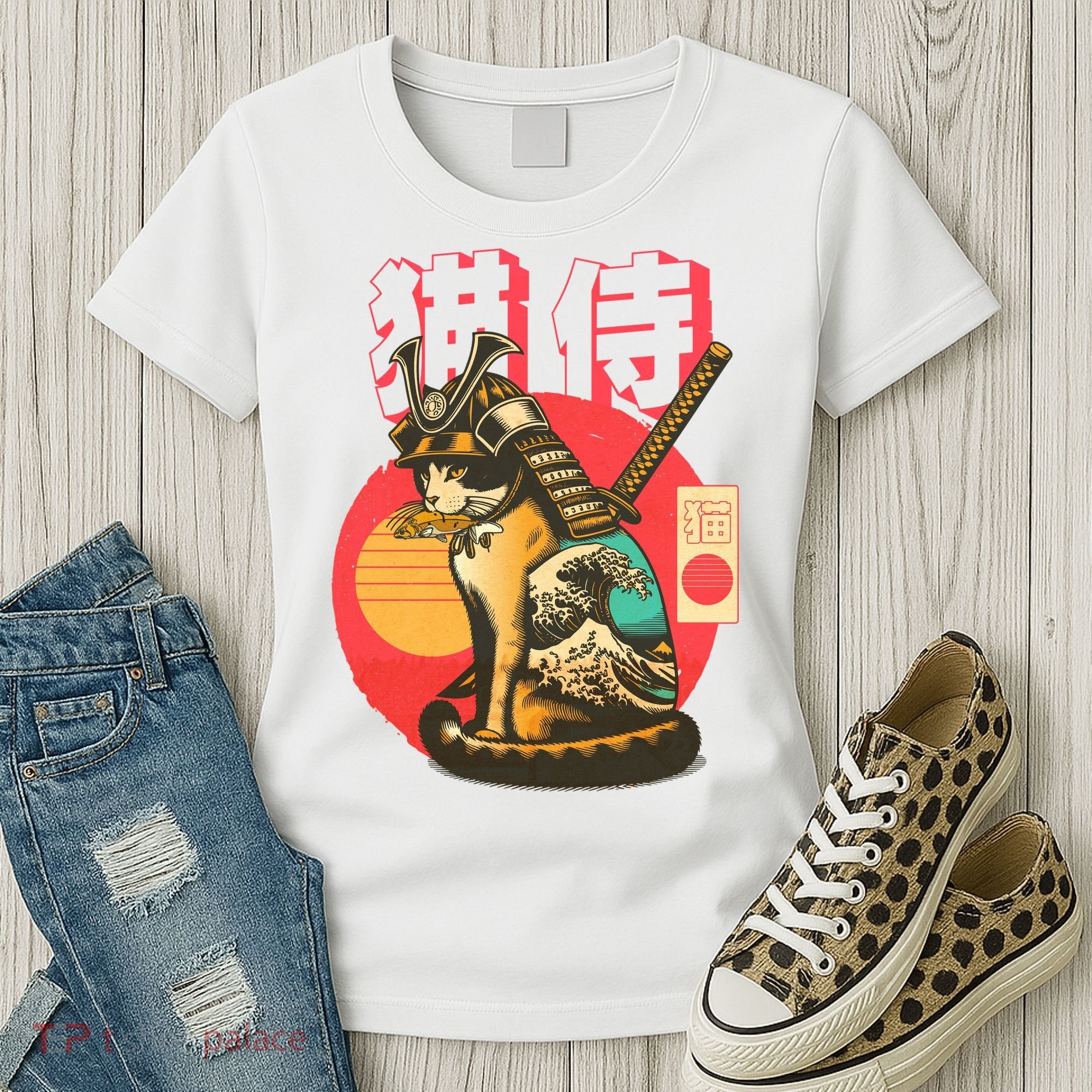 Samurai Cat Graphic Women's T-Shirt