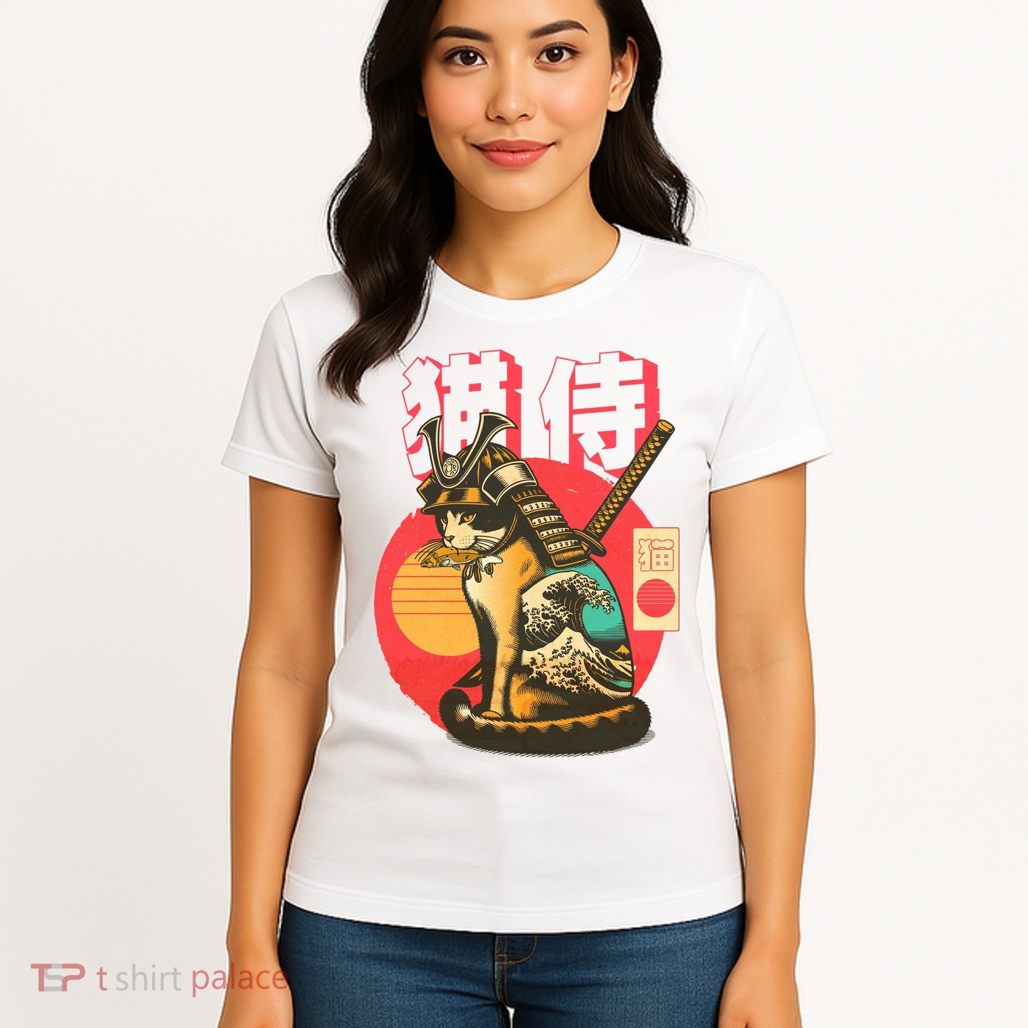 Samurai Cat Graphic Women's T-Shirt