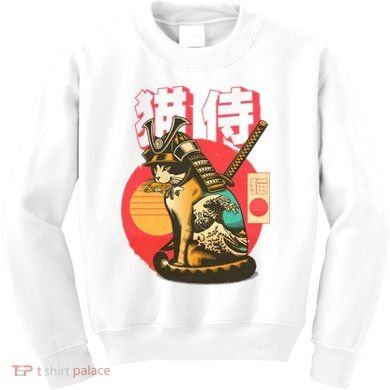 Samurai Cat Graphic Kids Sweatshirt