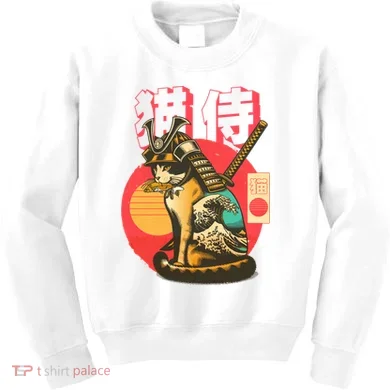 Samurai Cat Graphic Kids Sweatshirt