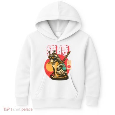 Samurai Cat Graphic Kids Hoodie
