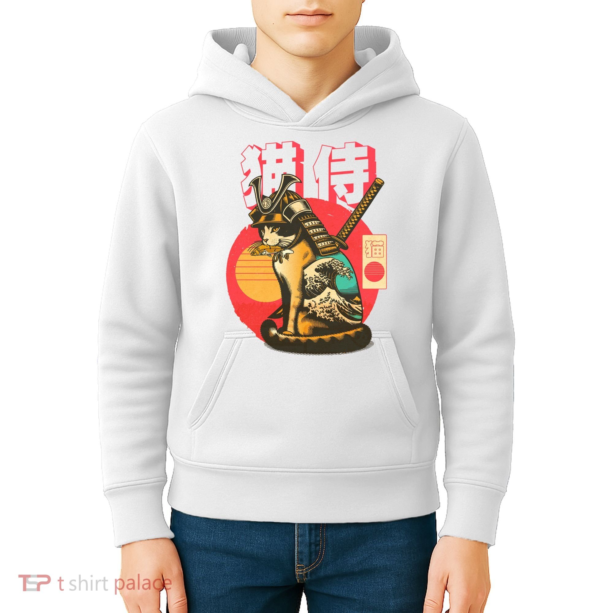 Samurai Cat Graphic Kids Hoodie
