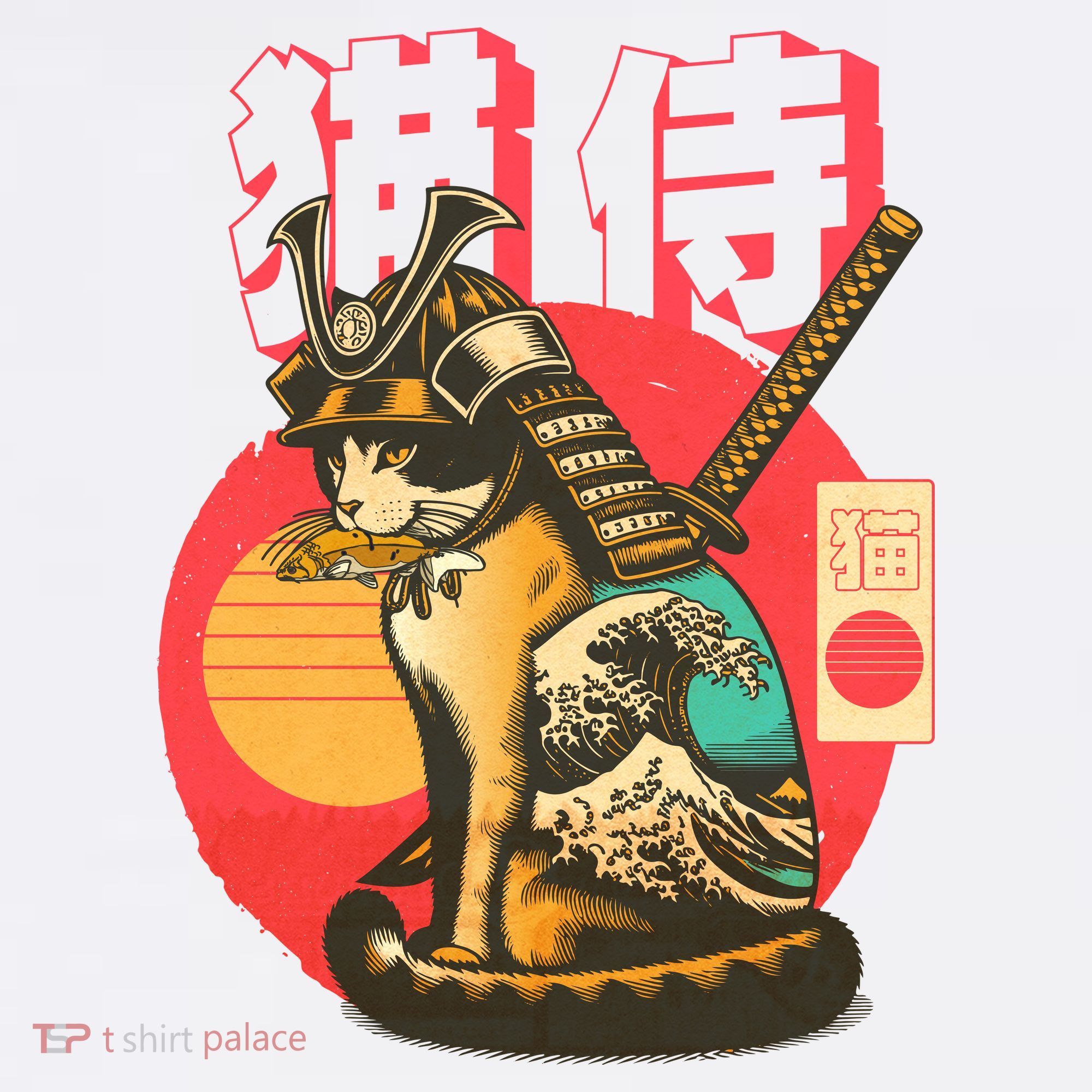 Samurai Cat Graphic Kids Hoodie