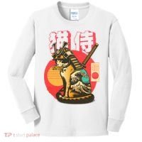 Samurai Cat Graphic Kids Long Sleeve Shirt thumb 0