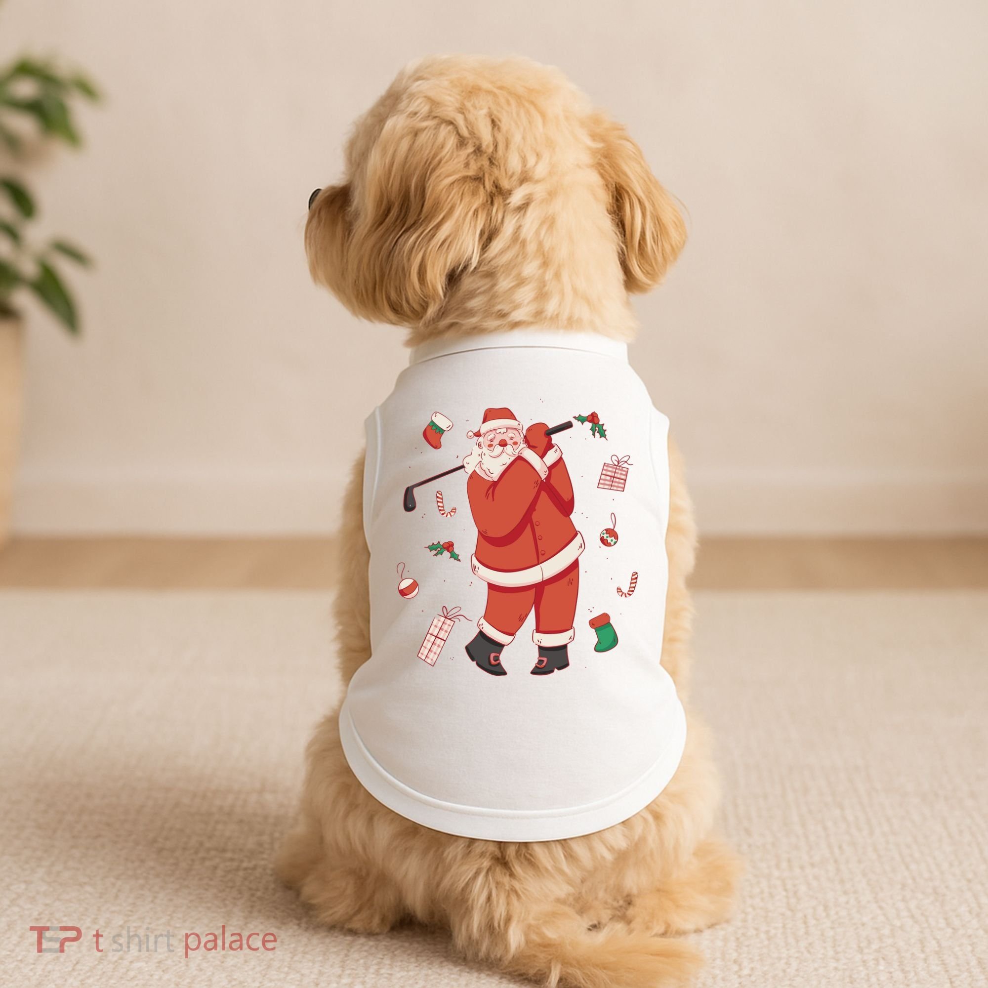 Santa Claus Golf Lover Holiday Doggie Tank