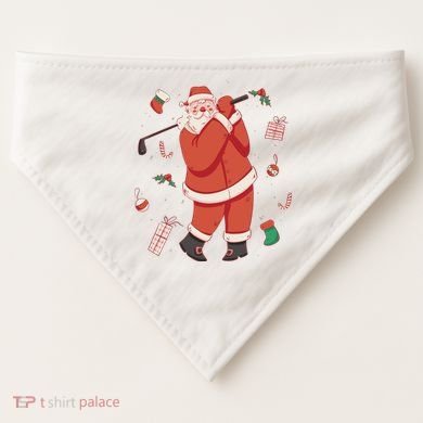 Santa Claus Golf Lover Holiday USA-Made Doggie Bandana