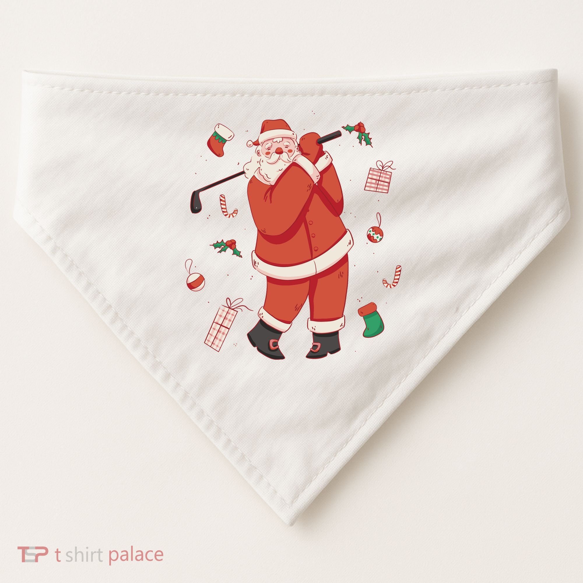 Santa Claus Golf Lover Holiday USA-Made Doggie Bandana