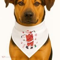 Santa Claus Golf Lover Holiday USA-Made Doggie Bandana thumb 1