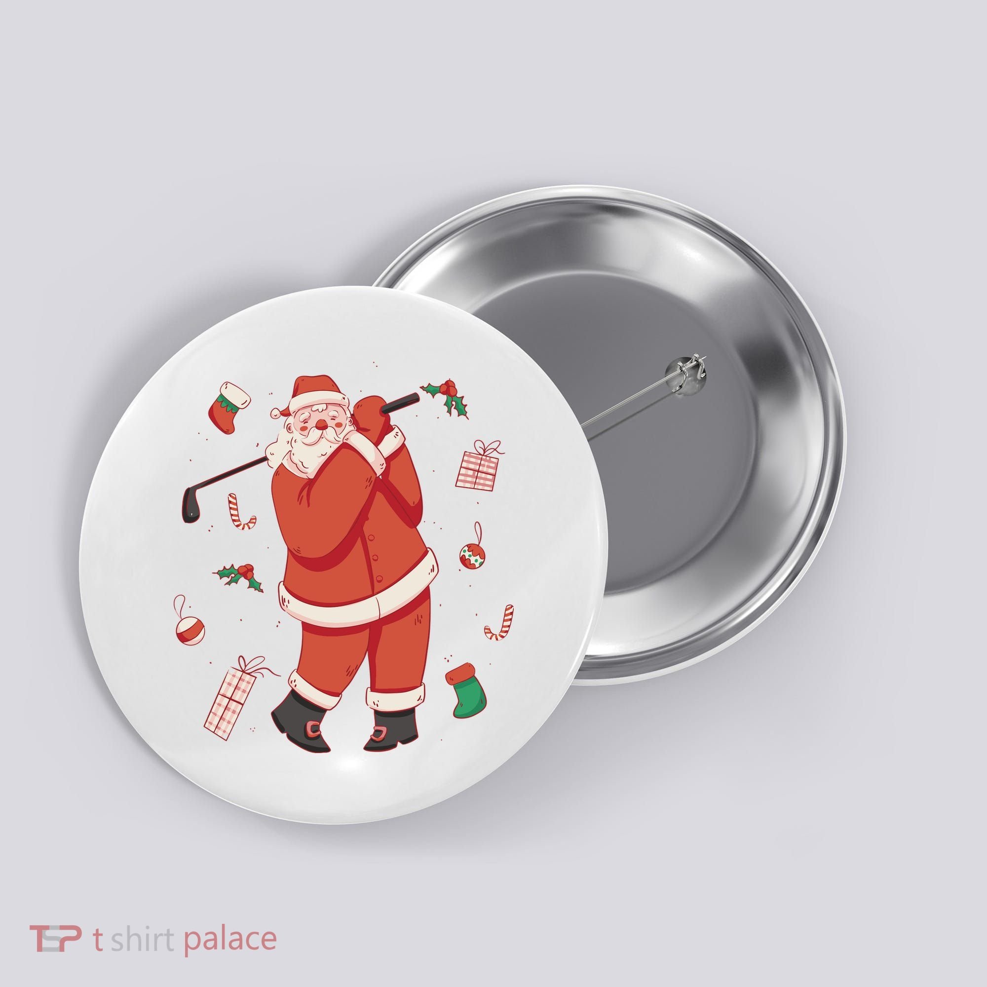 Santa Claus Golf Lover Holiday Button