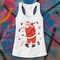 Santa Claus Golf Lover Holiday Women's Tank Top thumb 3