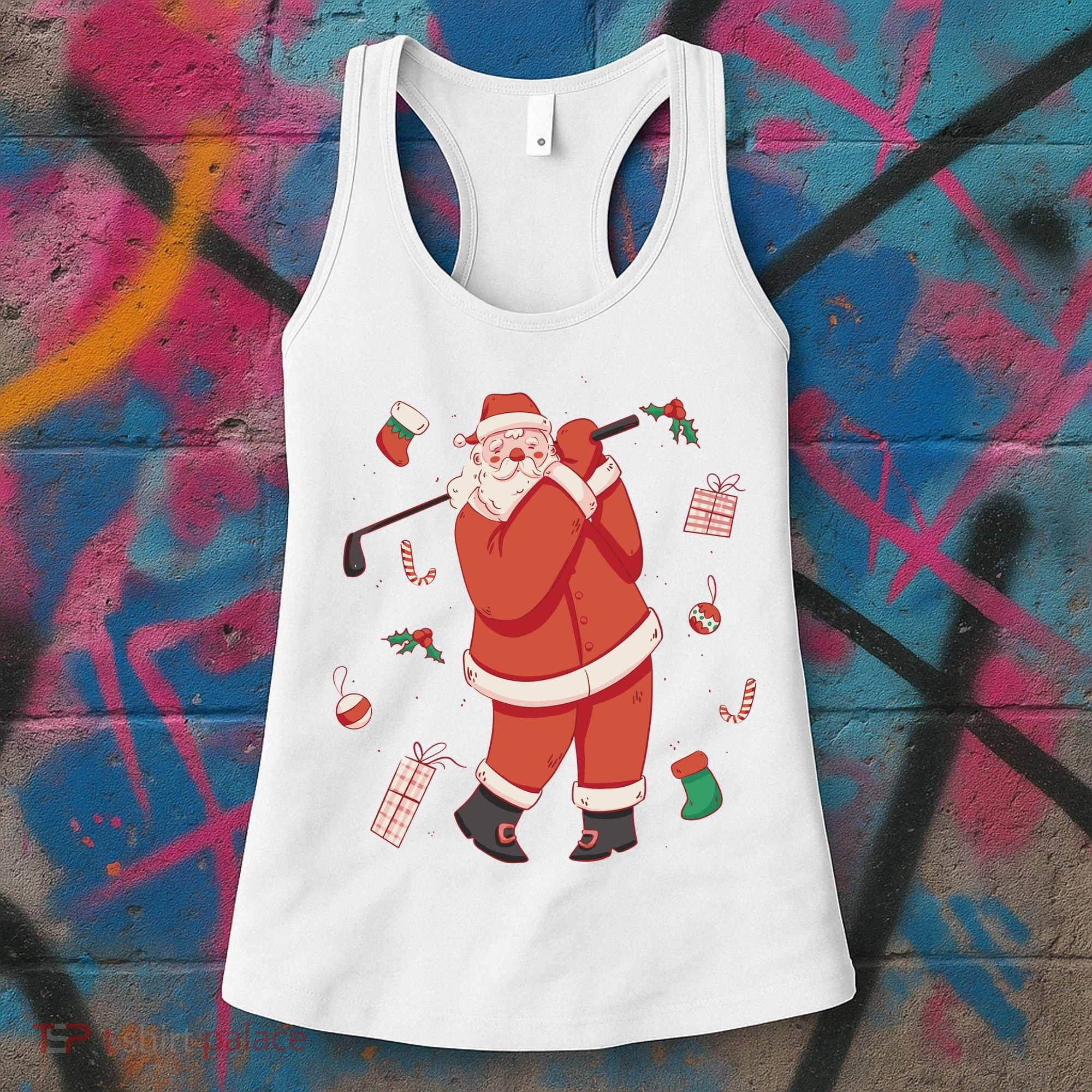 Santa Claus Golf Lover Holiday Women's Tank Top