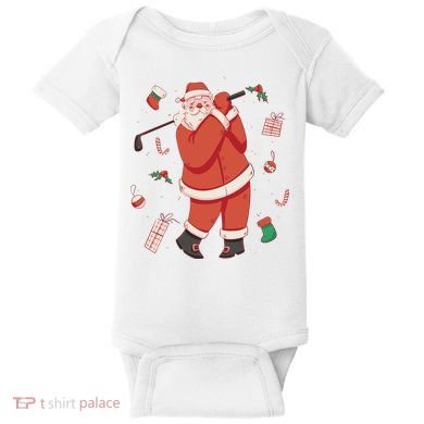 Santa Claus Golf Lover Holiday Baby Bodysuit