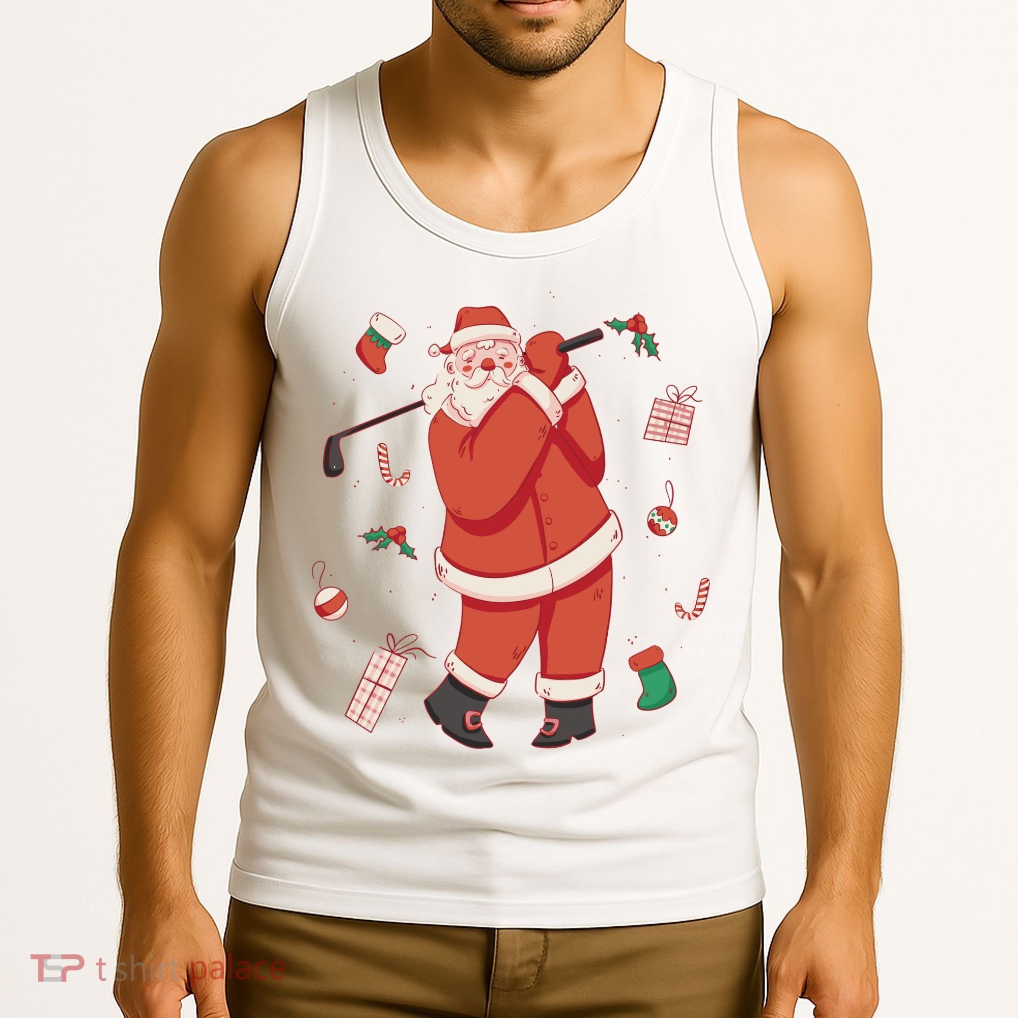 Santa Claus Golf Lover Holiday Tank Top