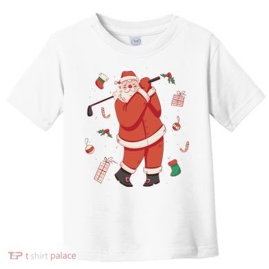 Santa Claus Golf Lover Holiday Toddler T-Shirt