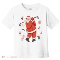 Santa Claus Golf Lover Holiday Toddler T-Shirt thumb 0