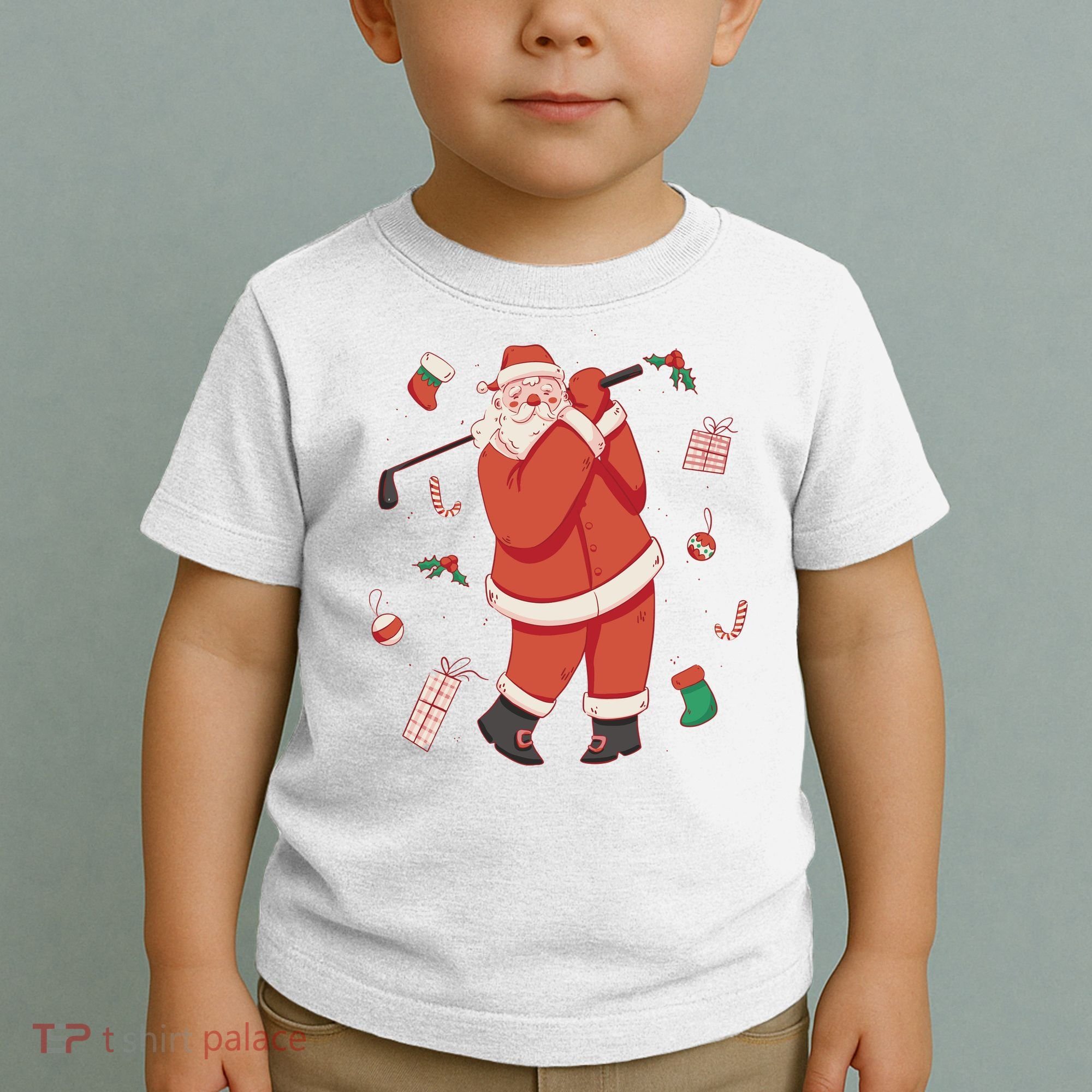 Santa Claus Golf Lover Holiday Toddler T-Shirt