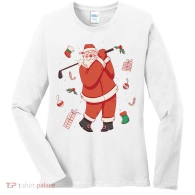 Santa Claus Golf Lover Holiday Women's Long Sleeve Shirt