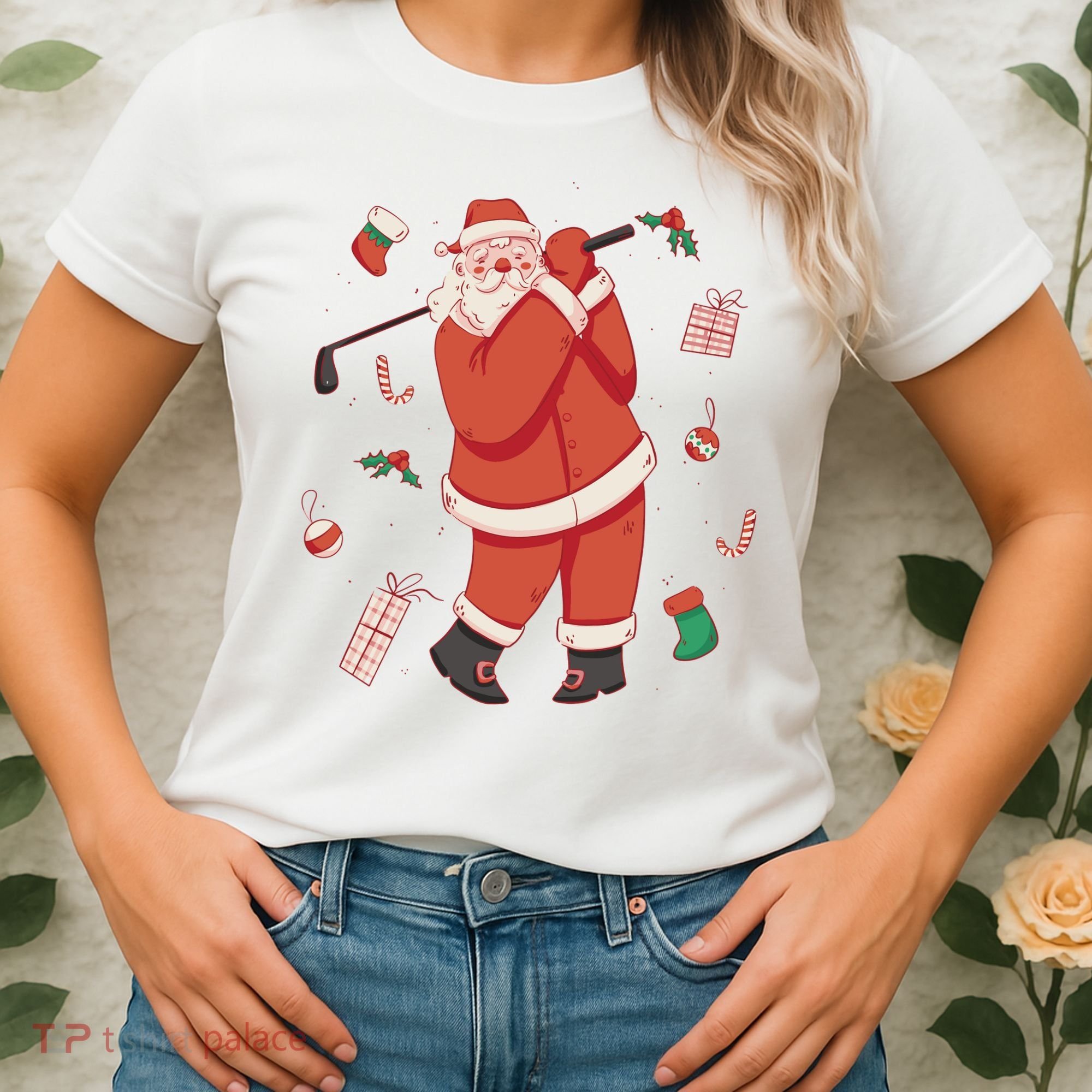 Santa Claus Golf Lover Holiday Women's T-Shirt