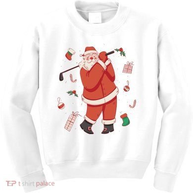 Santa Claus Golf Lover Holiday Kids Sweatshirt
