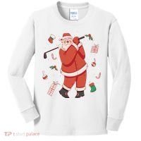 Santa Claus Golf Lover Holiday Kids Long Sleeve Shirt thumb 0