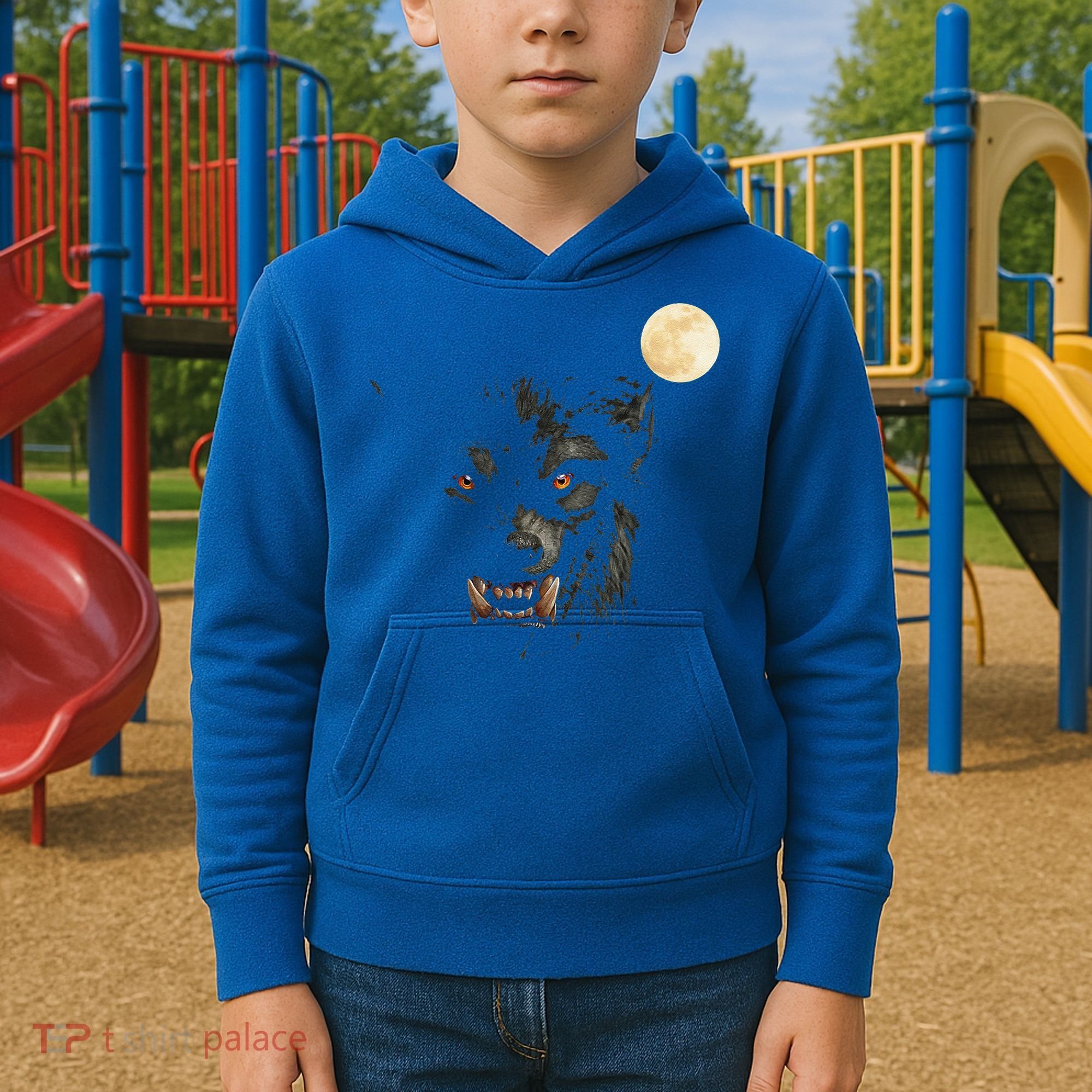 Scary Cool Halloween Werewolf Lychan Trick Or Treat Party Kids Hoodie
