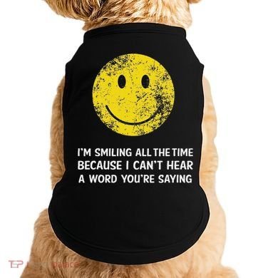 Smiling Cant Hear A Word Funny Deaf Old People Joke Doggie Tank