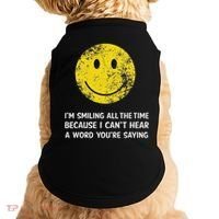 Smiling Cant Hear A Word Funny Deaf Old People Joke Doggie Tank thumb 0