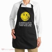 Smiling Cant Hear A Word Funny Deaf Old People Joke Apron thumb 2