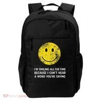 Smiling Cant Hear A Word Funny Deaf Old People Joke Backpack thumb 0