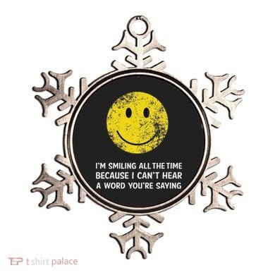 Smiling Cant Hear A Word Funny Deaf Old People Joke Ornament