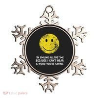 Smiling Cant Hear A Word Funny Deaf Old People Joke Ornament thumb 0
