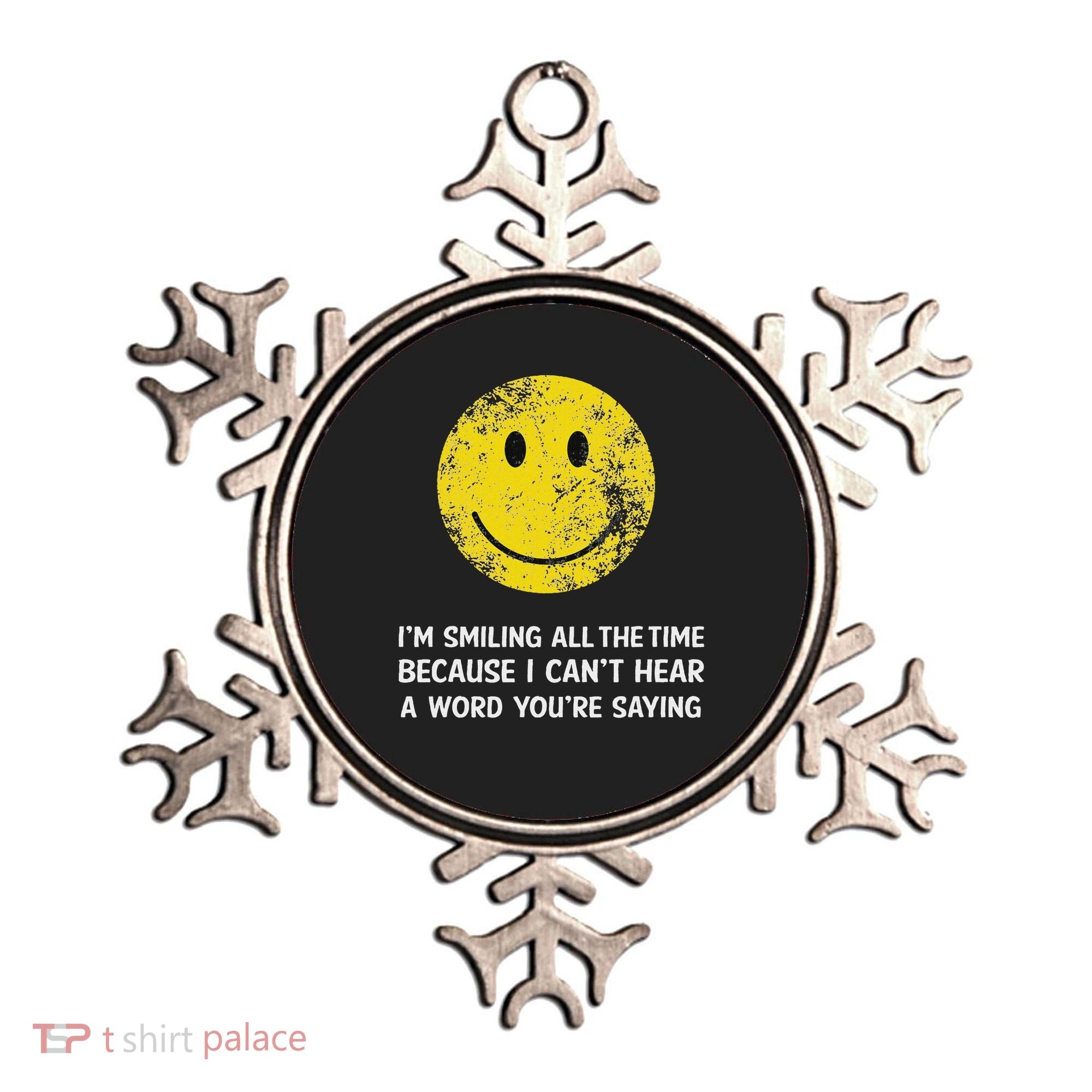 Smiling Cant Hear A Word Funny Deaf Old People Joke Ornament