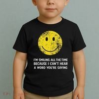 Smiling Cant Hear A Word Funny Deaf Old People Joke Toddler T-Shirt thumb 2