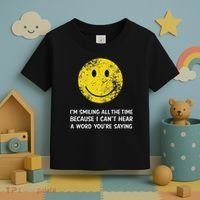 Smiling Cant Hear A Word Funny Deaf Old People Joke Toddler T-Shirt thumb 3