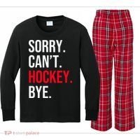 Sorry Can't Hockey Bye Kids Long Sleeve Plaid Pajama Set thumb 0