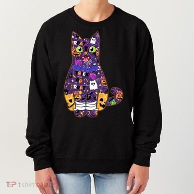 Spooky Cute Halloween Pattern Kitty Cat Women's Sweatshirt