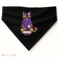Spooky Cute Halloween Pattern Kitty Cat USA-Made Doggie Bandana thumb 0