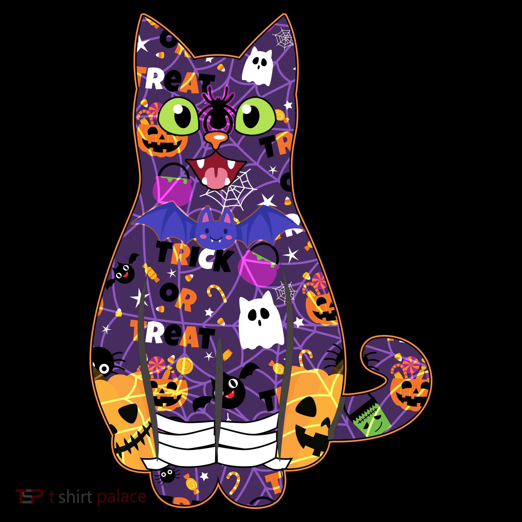 Spooky Cute Halloween Pattern Kitty Cat Apron