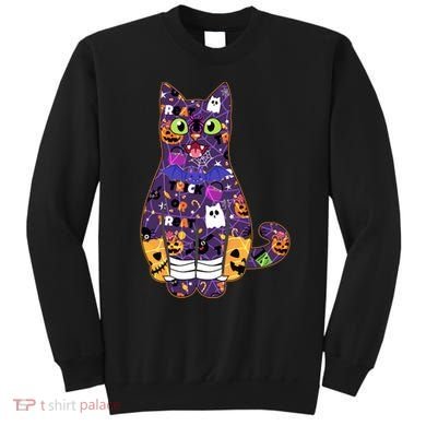 Spooky Cute Halloween Pattern Kitty Cat Sweatshirt