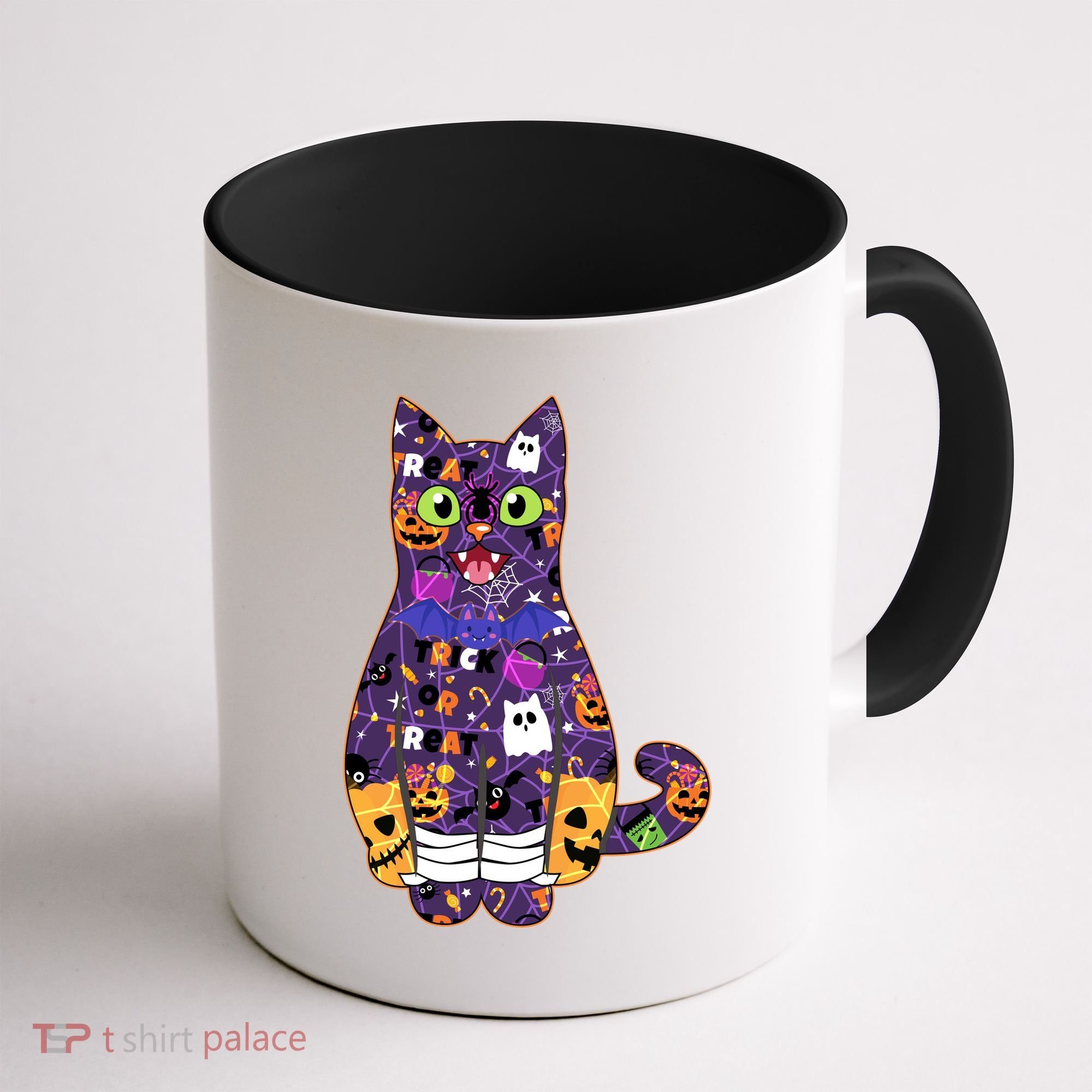 Spooky Cute Halloween Pattern Kitty Cat Coffee Mug
