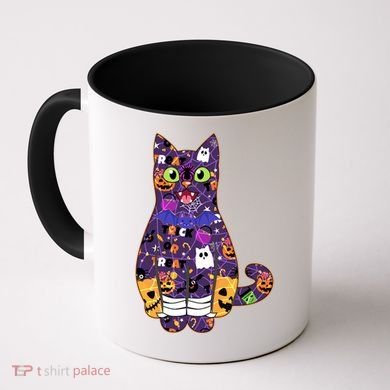 Spooky Cute Halloween Pattern Kitty Cat Coffee Mug